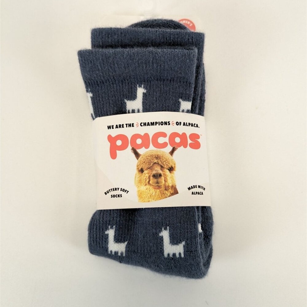 Pacas Womens Heavyweight Crew Socks Navy Blue Print Size Medium / Large